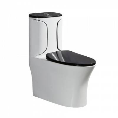 Cheap bathroom dual flush custom ceramic wc toilet with black seat cover