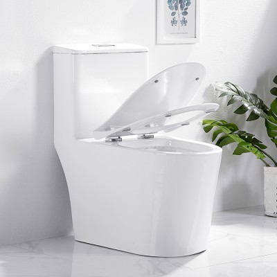 Guangdong hotel white sanitary ware bathroom commode dual flush one piece s trap toilet bowl siphon ceramic wc toilet